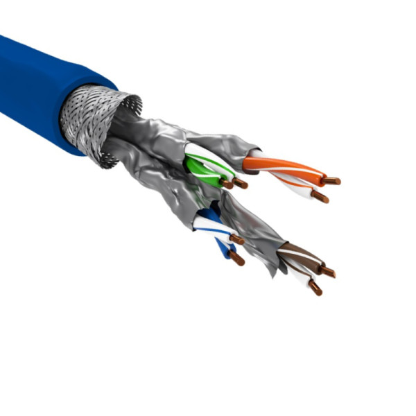 S/FTP CAT7A+ 10 Gigabit Netwerkkabel - CU - 22AWG - LSZH - Stug - 100 meter - Blauw