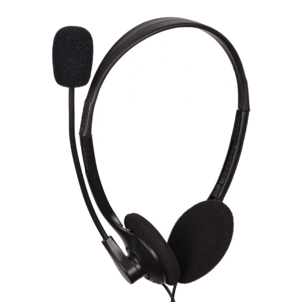 Stereo Headset met Microfoon - 1x 3,5mm Jack - 1,8 meter - Basic - Zwart