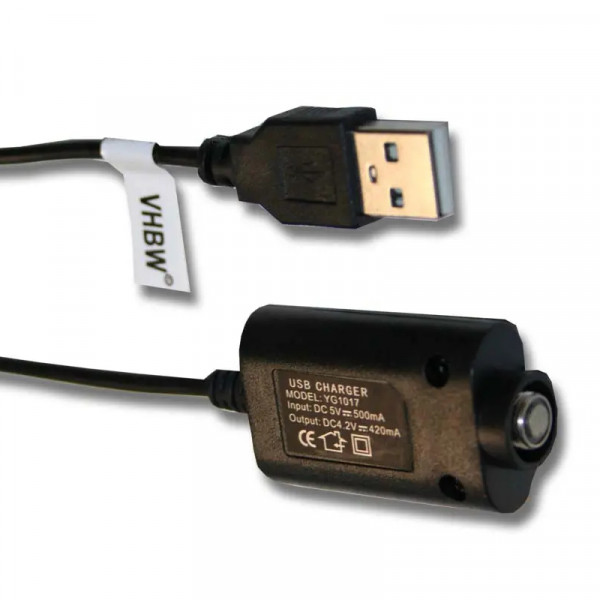 USB Oplaadkabel voor diverse eGo E-sigaret en Shisha - 4,2V - 0,42A - 0,25 meter - Zwart