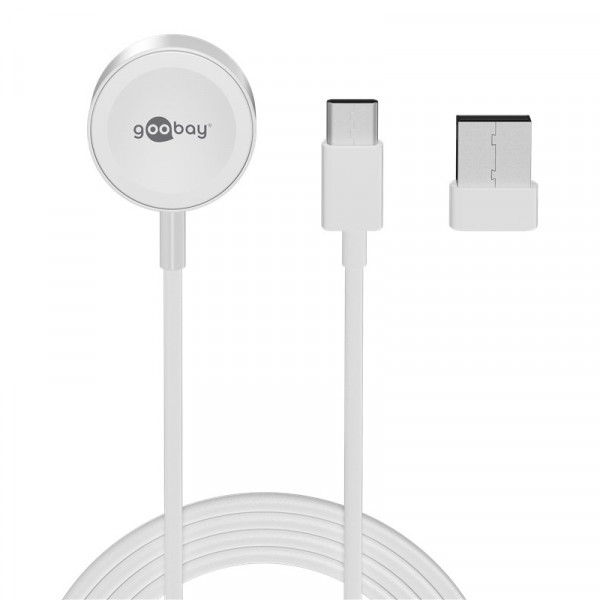 Magnetische Oplaadkabel voor Apple Watch - USB-A en USB-C - 1 meter - Wit