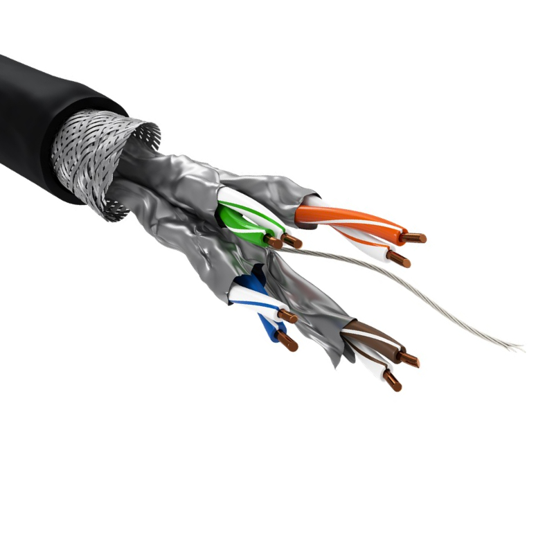 Komkommer extreem Onderzoek S/FTP CAT7 10 Gigabit Netwerkkabel - CU - 23AWG - Stug - Outdoor - 50 meter  - Zwart
