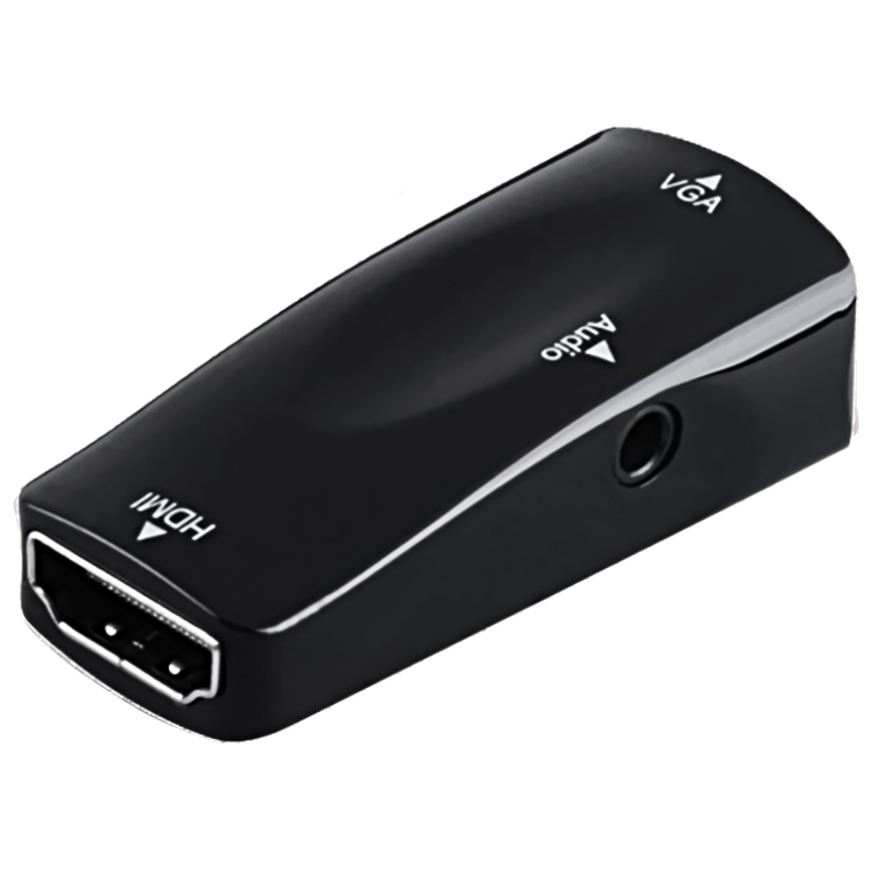 HDMI (v) naar VGA (v) Adapter - Full HD 60Hz - Met 3,5mm Stereo Jack(kabel) voor Audio - Zwart