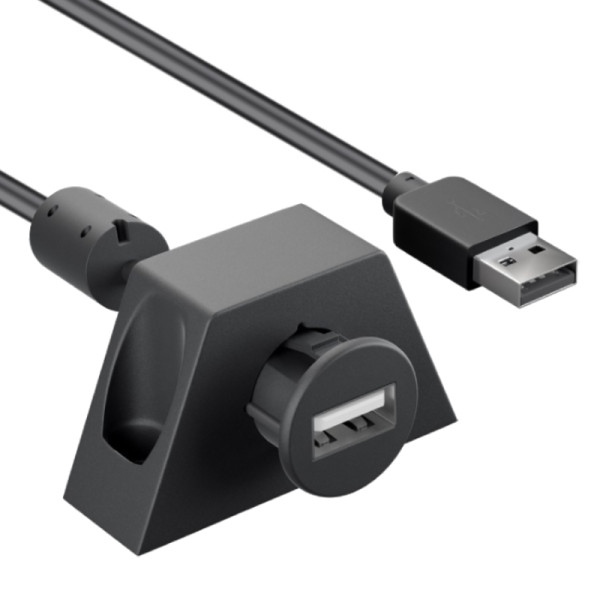 USB-A Verlengkabel - USB 2.0 - Met 'Chassis' en montageframe - 2 meter - Zwart