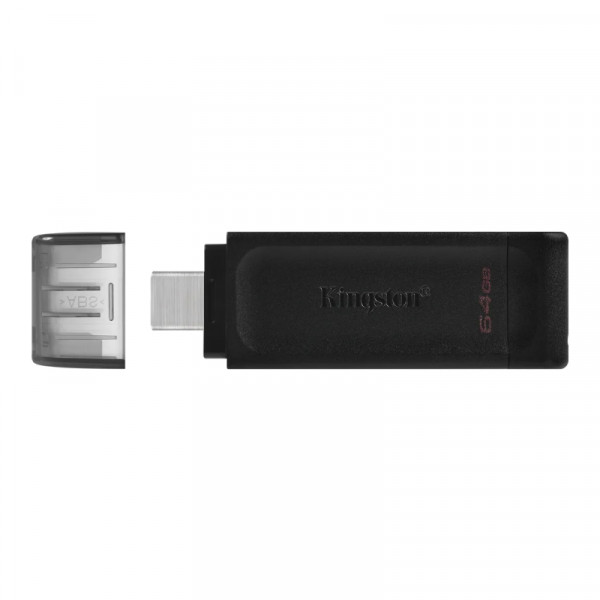 Kingston 64GB USB-C Stick - USB 3.2 Gen 1 - DataTraveler 70 - Zwart