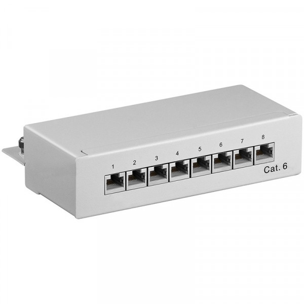 8-poorts Cat6 Patchpaneel - STP Afgeschermd - 1U - Grijs