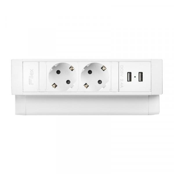Power Desk Up 2.0 - 2x Schuko - 2x USB-A oplaadpoort - 1 meter eGST (m) - Wit