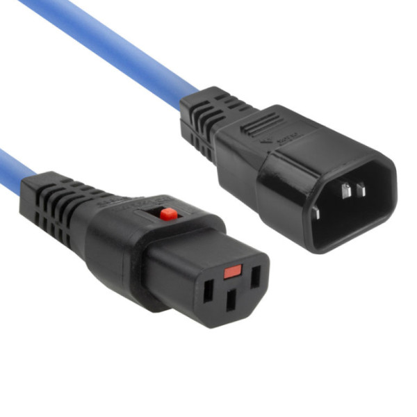 C13 IEC Lock - C14 Verlengkabel - 3 x 1mm2 - 1 meter - Blauw