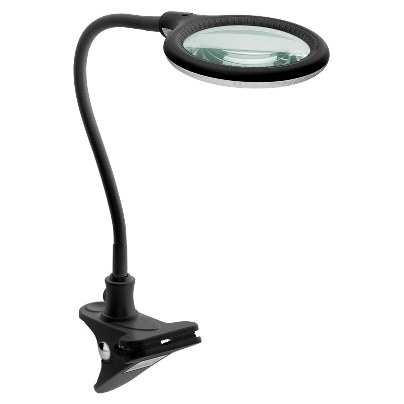 LED Loeplamp met bladklem - 6W - 1,75x vergroting - Flexibele zwanenhals arm - Zwart