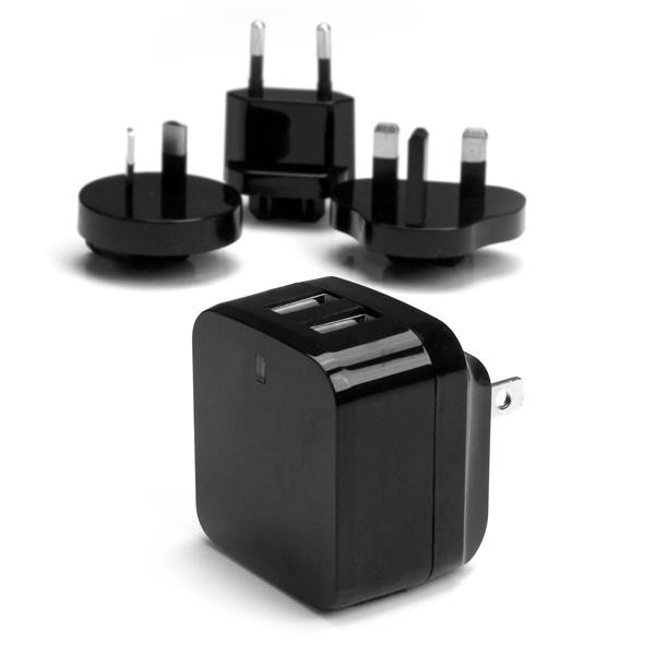 StarTech 2-poorts USB-lader - hoog vermogen (17 W / 3,4 A) - reislader (internationaal) - zwart