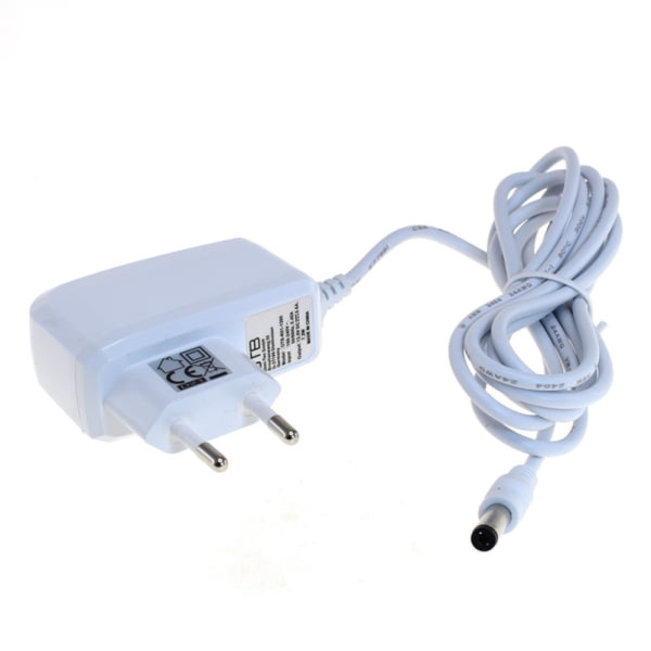 Voedingsadapter 12V - 5,5 x 2,1mm - 0,6A - 7,2W - 1,8 meter - Wit