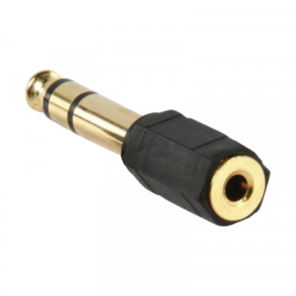 3,5mm (v) - 6,35mm Stereo Jack (m) Adapter - Verguld - Zwart