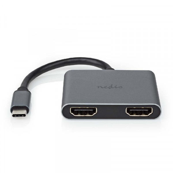 USB-C naar HDMI Splitter - 2-poorts - 4K 30Hz - 0,1 meter - Zwart