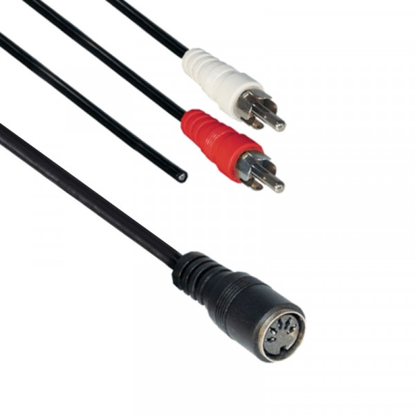 5-pin DIN (v) naar Stereo Tulp (m) Kabel - Met Aarding - 0,2 meter - Zwart