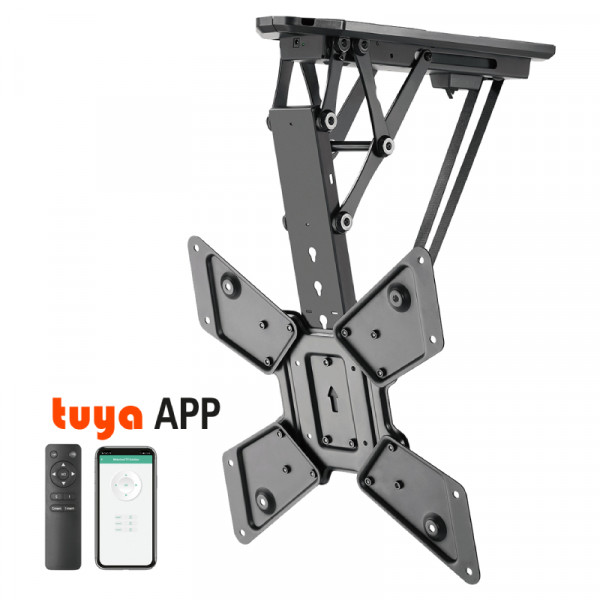 Gemotoriseerde TV Plafondbeugel - 23-55 inch Scherm - Uitklapbaar via app - 30kg - Zwart