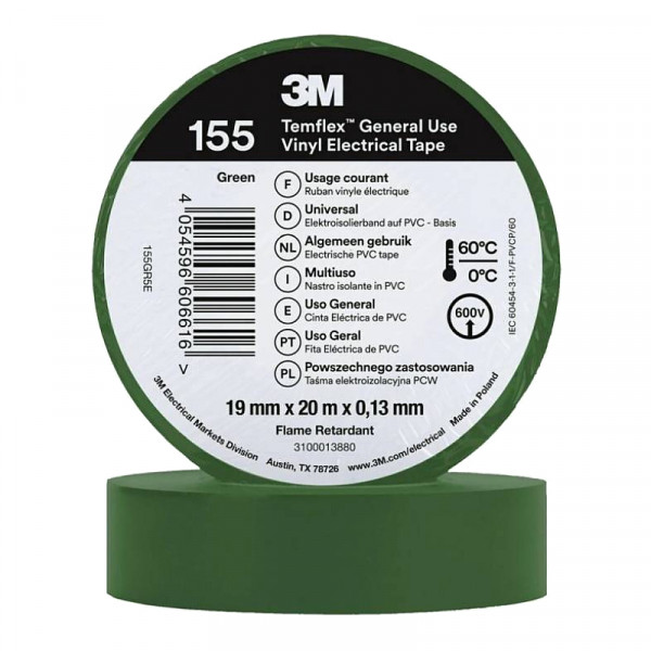 3M Isolatie Tape - 19mm breed - 0,127mm dik - 20 meter - Groen