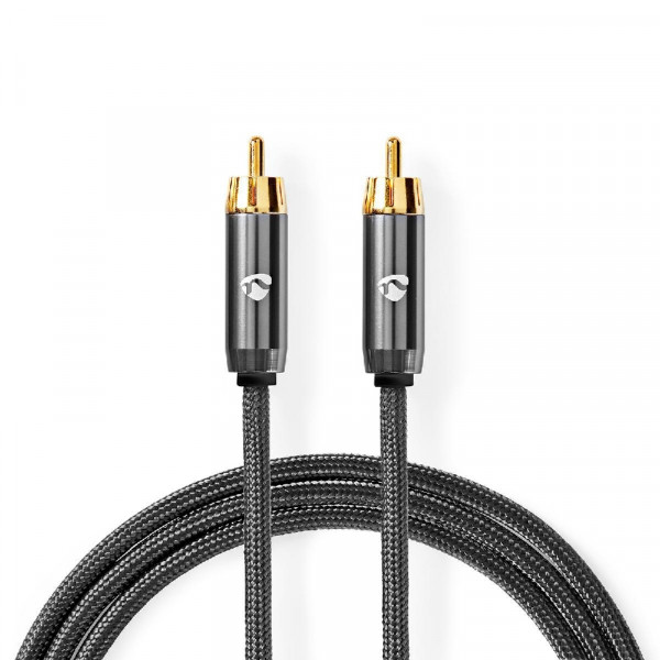 Subwoofer Kabel - Nylon Sleeve - Verguld - 3 meter - Gunmetal