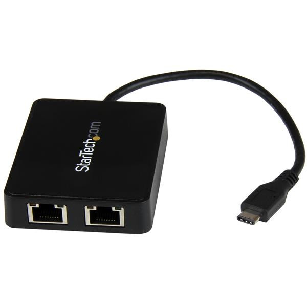 StarTech USB-C naar dual Gigabit Ethernet adapter met USB (Type-A) poort