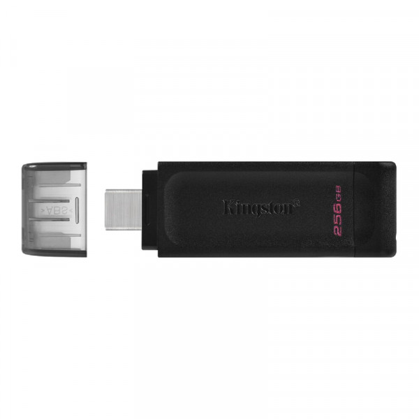 Kingston 256GB USB-C Stick - USB 3.2 Gen 1 - DataTraveler 70 - Zwart