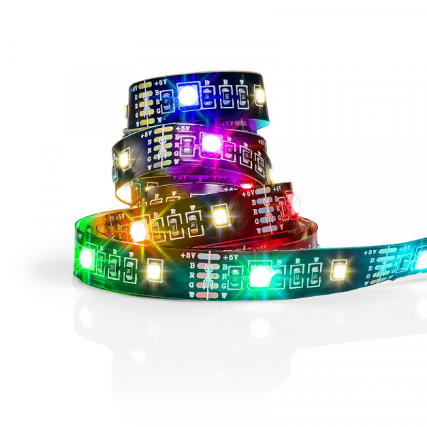 Slimme Bluetooth LED-strip - Plat - USB gevoed - Op maat afknipbaar - RGB - 2 meter - Zwart