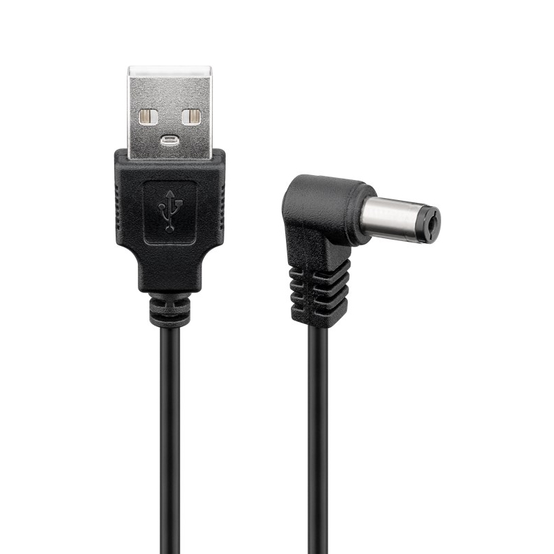 USB naar haakse DC kabel 5.5 x 2.1mm 1m