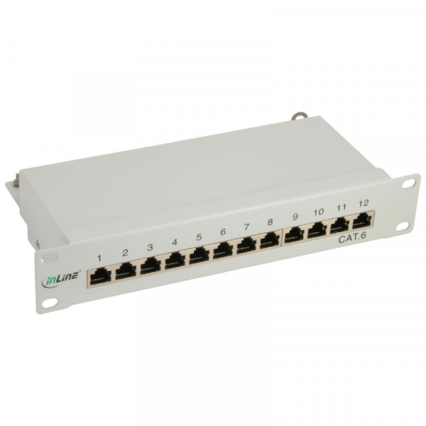 12-poorts Cat6 Patchpaneel - STP Afgeschermd - 1U - Lichtgrijs