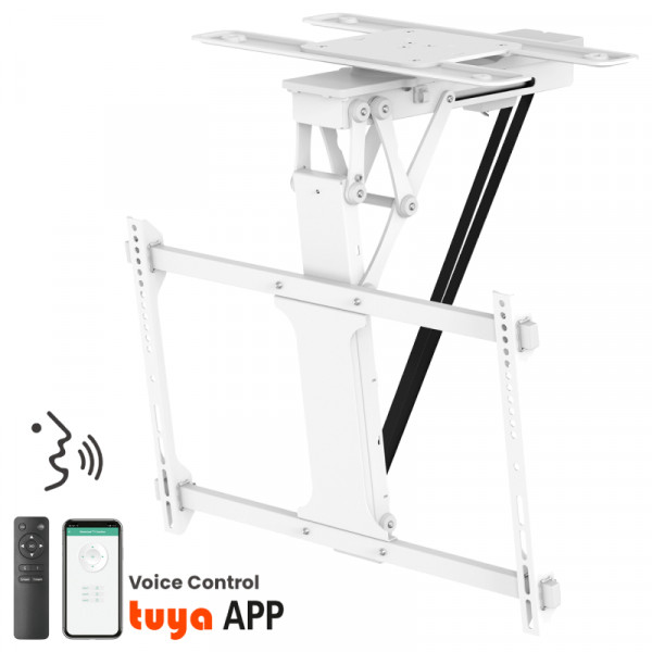 Gemotoriseerde TV Plafondbeugel - 32-75 inch - Uitklapbaar en draaibaar via stem - 35kg - Wit