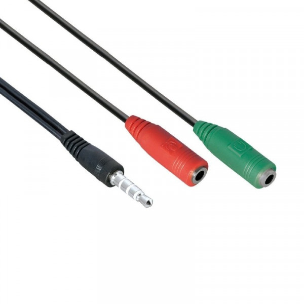 4-polige 2x 3,5mm (v) - 3,5mm Jack (m) Adapterkabel - OMTP - 0,2 meter - Zwart