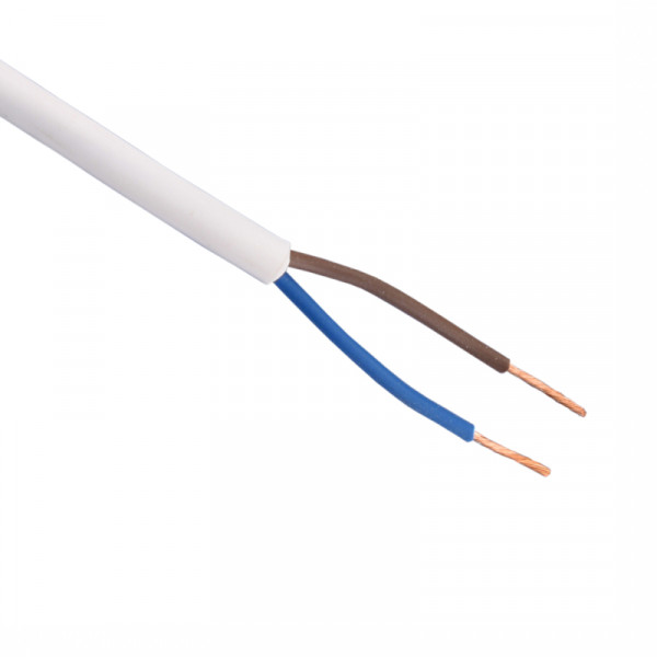 Flexibele (H05VV-F) stroomkabel wit 2 x 1,5mm2 per meter