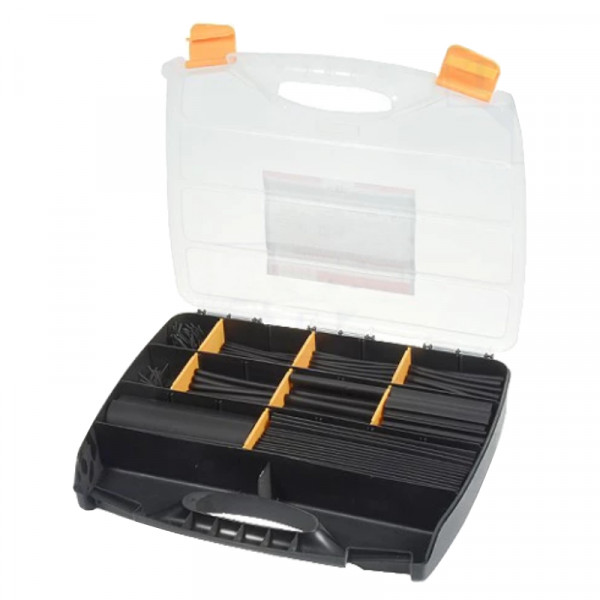 Krimpkous assortiment - 2:1 - 505 stuks - diverse diameters - Zwart