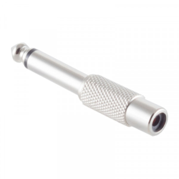 Tulp (v) - 6,35mm Mono Jack (m) Adapter - Metaal - Zilver