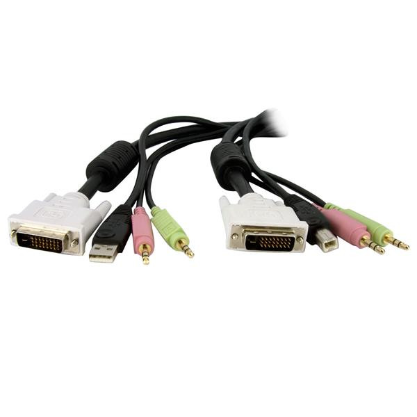 StarTech 1,80m 4-in-1 USB Dual-Link DVI-D KVM-switch Kabel met Audio en Microfoon