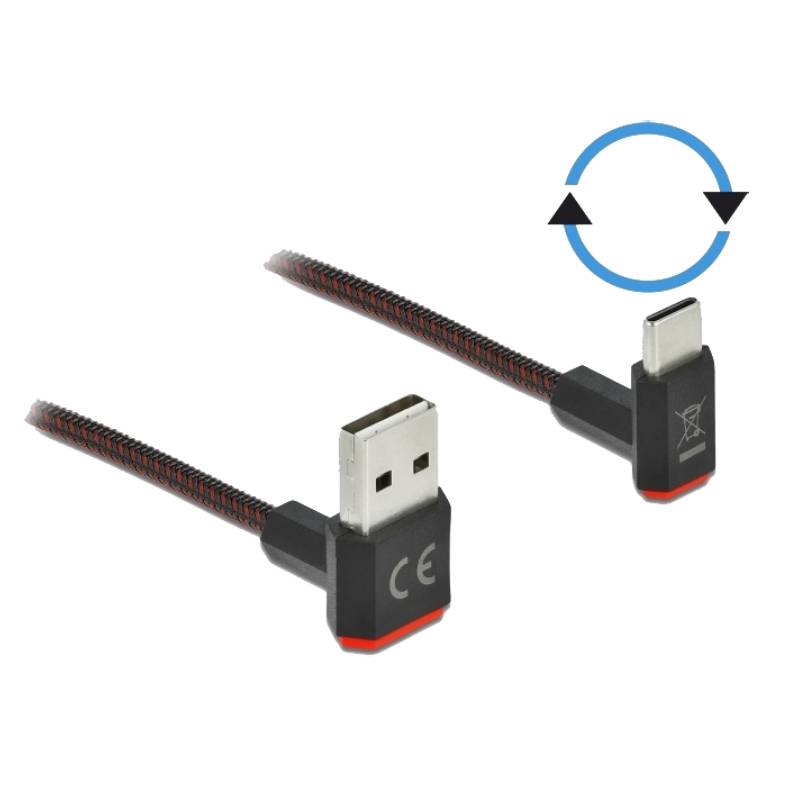Stijgen bijnaam fragment Delock USB-A naar USB-C Kabel - USB 2.0 - USB-A Haaks naar boven en onder -  1,5 meter - Zwart
