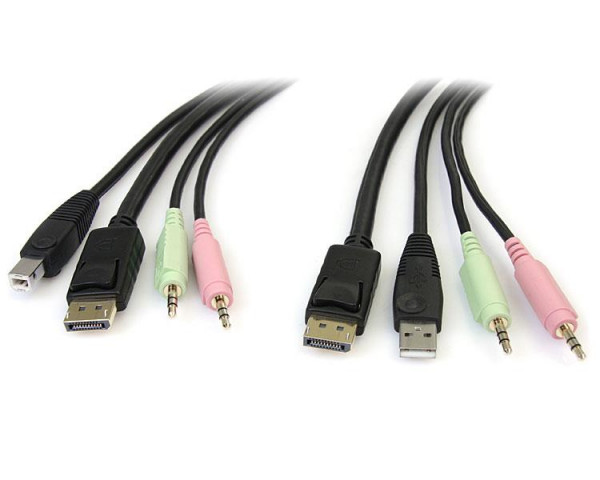 StarTech 1,80m 4-in-1 USB DisplayPort KVM-switch Kabel met Audio en Microfoon