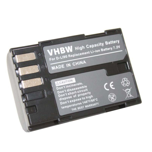 Accu voor Pentax D-Li90 - 7,2V - 1300mAh - Zwart