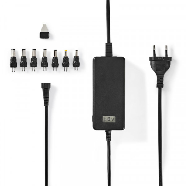 Universele Voedingsadapter - 5-24V - 2,4-3A - 36W - 7 pluggen - 1,8 meter - Zwart