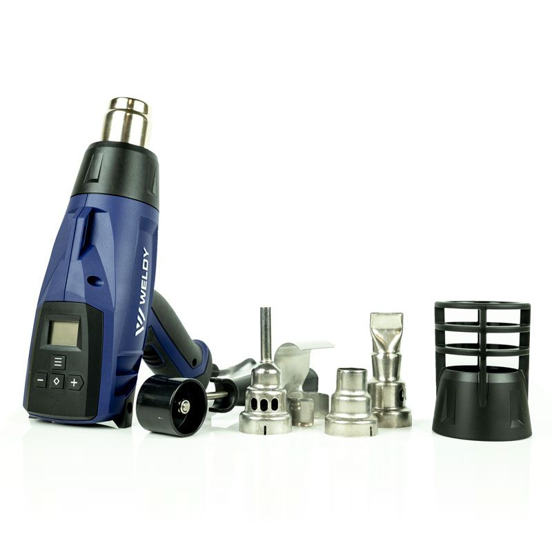 Heteluchtpistool - 2300W -  80-650 graden celcius - Met accessoires - Zwart/Blauw