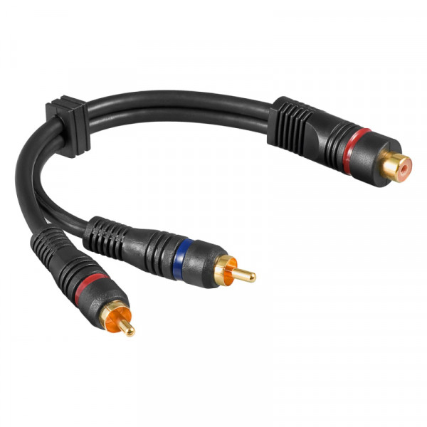 Mono Tulp (v) - 2x Tulp (m) Splitter Kabel - Verguld - 0,2 meter - Zwart