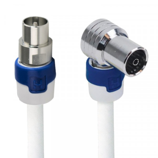 4G Coax Antennekabel - IEC (m) - IEC Haaks (v) - Hirschmann connectoren - 3 meter - Wit