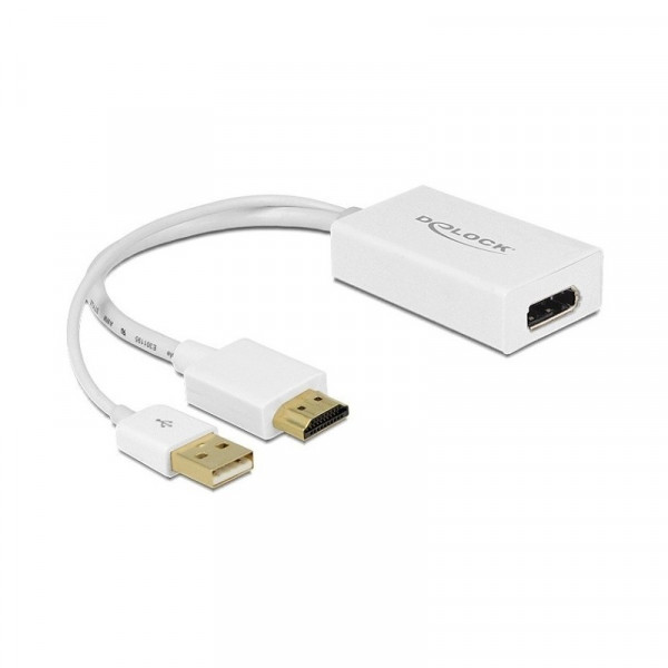 Delock HDMI naar DisplayPort Adapterkabel 4K 30Hz Wit 0,2 meter