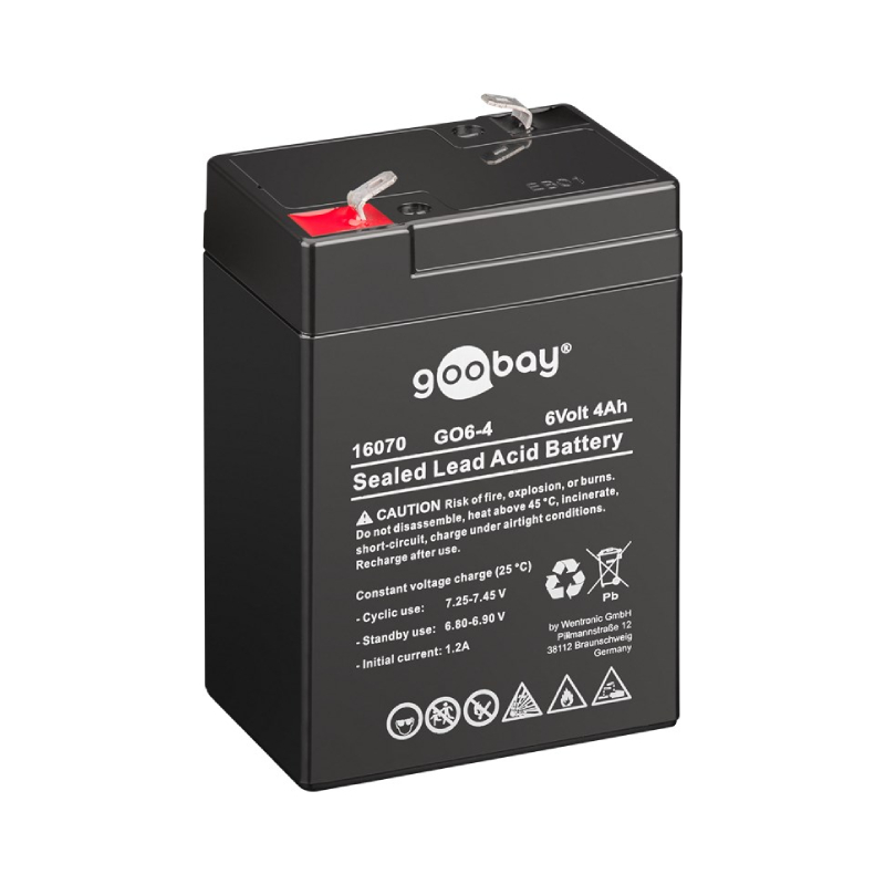 Loodaccu - 6V - 4000 mAh - 70 x 47 x 107 mm - Zwart