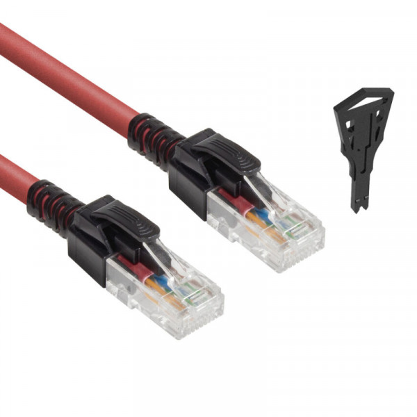 UTP CAT6A 10 Gigabit Netwerkkabel - Vergrendelbare connectoren - 5 meter - Zwart/Rood
