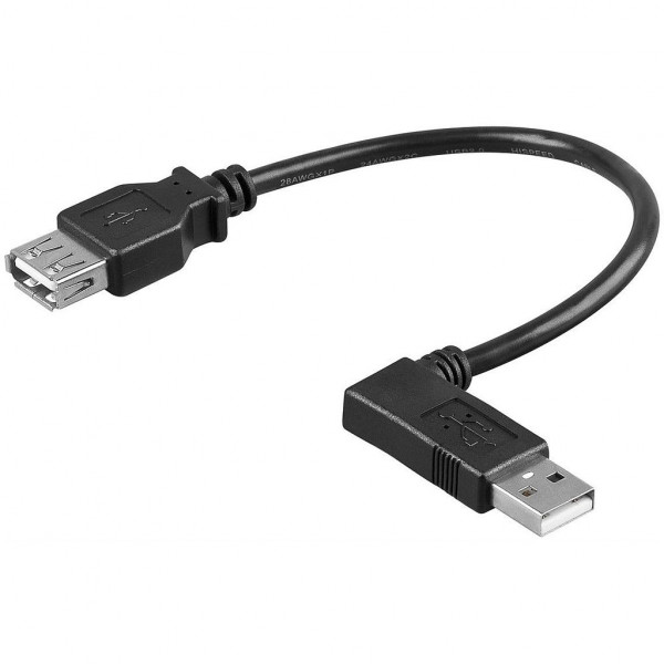 USB 2.0 Verlengkabel USB A - USB A Haaks 0.15m