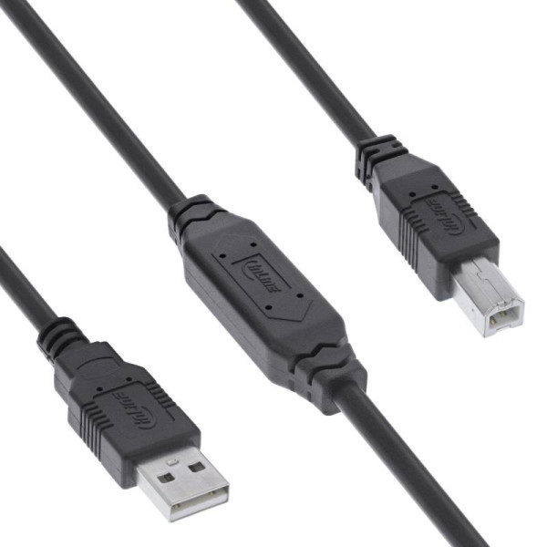 Actieve USB-B Kabel - USB 2.0 - 25 meter - Zwart