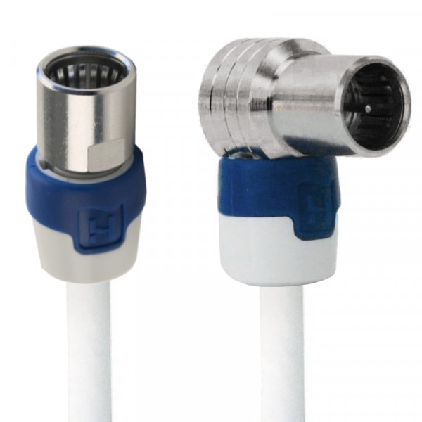4G Coax Antennekabel - F-connector - F-connector Haaks - Hirschmann connectoren - 7,5 meter - Wit