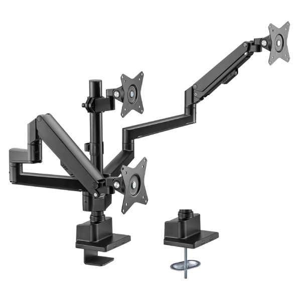 Bureaubeugel voor 3x 17-30 inch scherm - Volledig Verstelbaar - Tot 7kg - Zwart