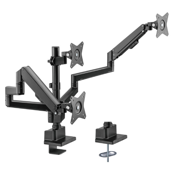 Driedubbele Bureaubeugel voor 17-30 inch schermen - Volledig Verstelbaar - Tot 7kg - Zwart