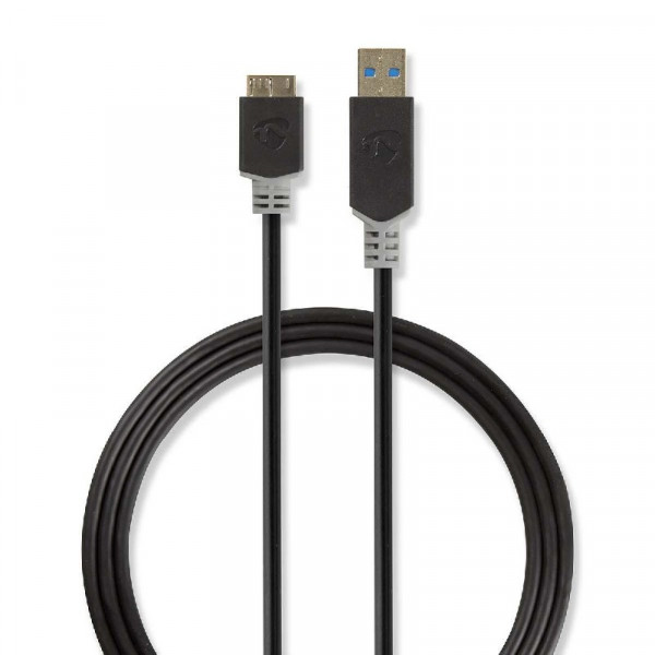 USB 2.0 Kabel Mannelijk 1m Antraciet