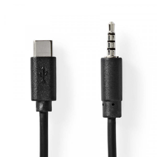USB-C (m) naar 3.5mm Stereo Jack (m) Adapterkabel (passief) - 1 meter - Zwart