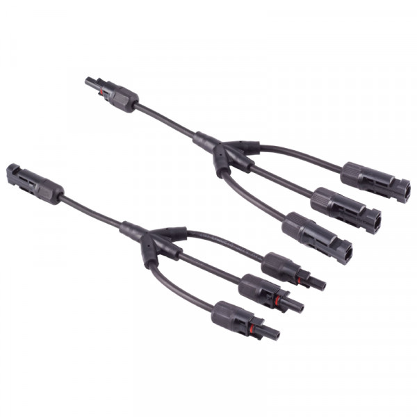 MC4 Solar Y-kabel Set - 1x (m) naar 3x (v) en 1x (v) naar 3x (m) - 4mm2 - 0,3 meter - Zwart