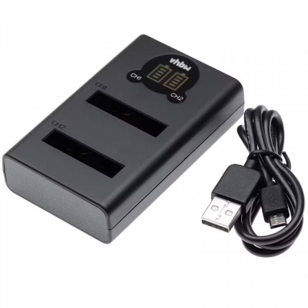 Tweevoudige Accu oplader voor Canon NB-6L en NB-6LH Accu's - Zwart